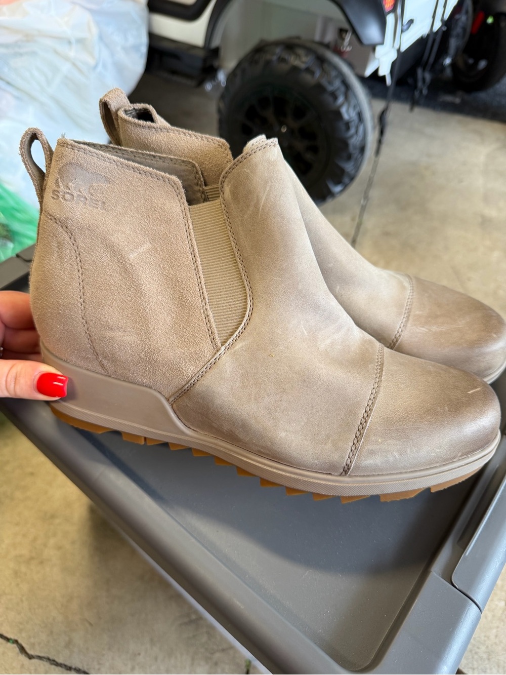 Sorel Women's Taupe Suede Chelsea Ankle Boots